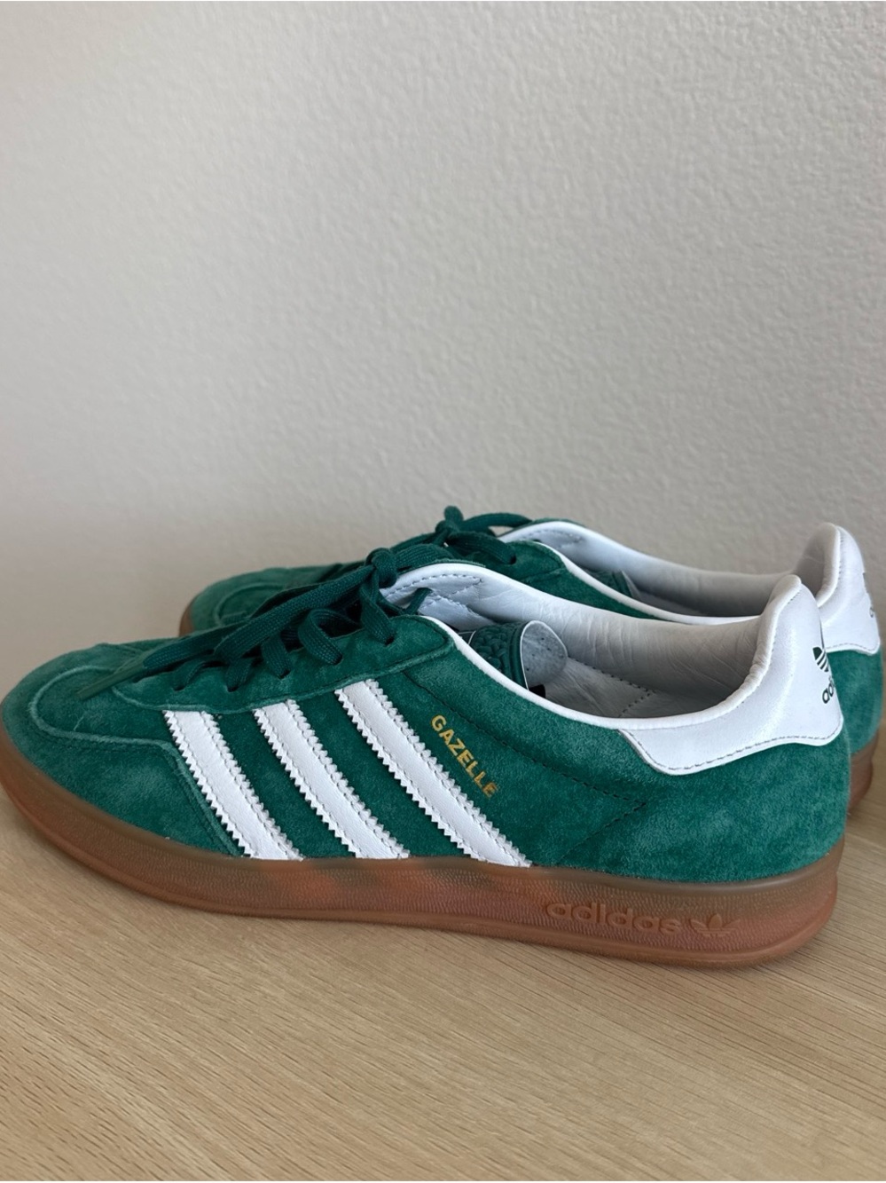 adidas Gazelle Green Suede Sneakers with White Stripes